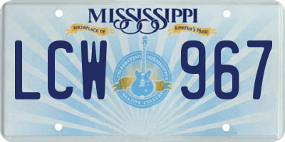 MS license plate LCW967