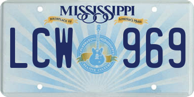 MS license plate LCW969