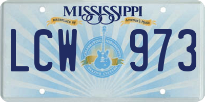 MS license plate LCW973
