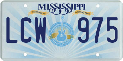 MS license plate LCW975