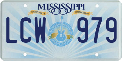 MS license plate LCW979
