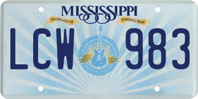 MS license plate LCW983