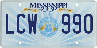 MS license plate LCW990