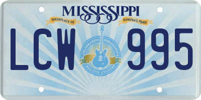 MS license plate LCW995