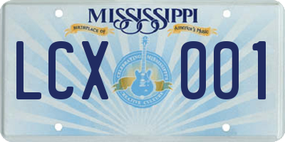 MS license plate LCX001