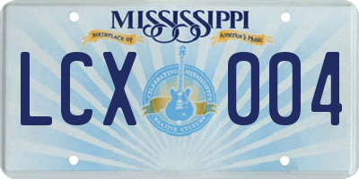 MS license plate LCX004