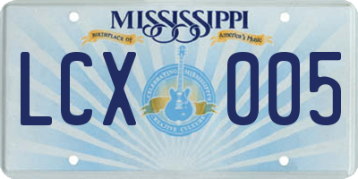 MS license plate LCX005