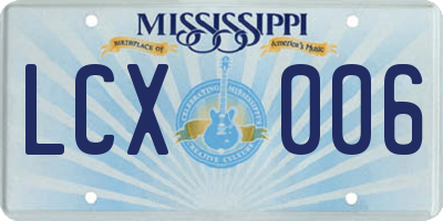 MS license plate LCX006