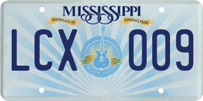 MS license plate LCX009