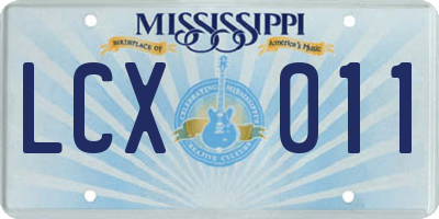 MS license plate LCX011