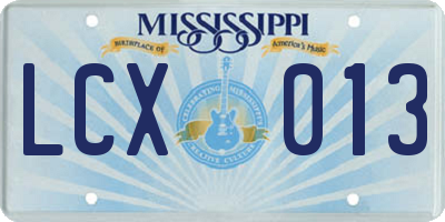 MS license plate LCX013