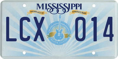 MS license plate LCX014