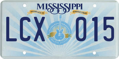 MS license plate LCX015