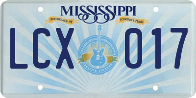 MS license plate LCX017