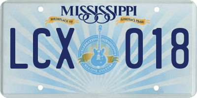 MS license plate LCX018