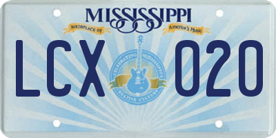 MS license plate LCX020