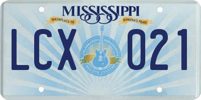 MS license plate LCX021