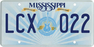 MS license plate LCX022
