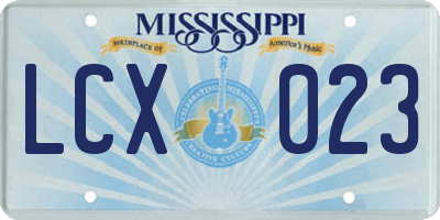 MS license plate LCX023