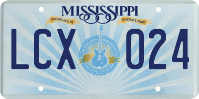 MS license plate LCX024