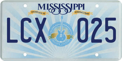MS license plate LCX025