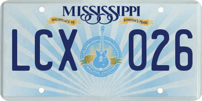 MS license plate LCX026
