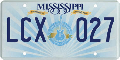 MS license plate LCX027