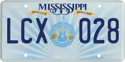 MS license plate LCX028