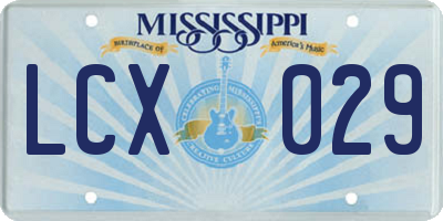 MS license plate LCX029