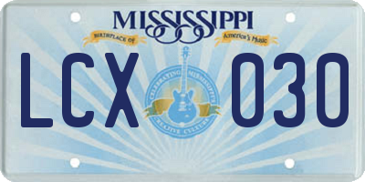 MS license plate LCX030