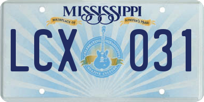MS license plate LCX031
