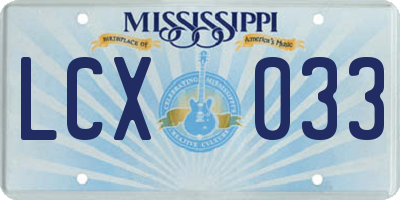 MS license plate LCX033