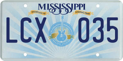 MS license plate LCX035