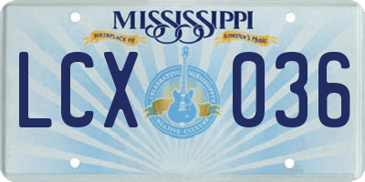 MS license plate LCX036