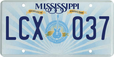 MS license plate LCX037