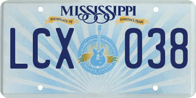 MS license plate LCX038