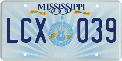 MS license plate LCX039