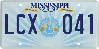 MS license plate LCX041