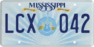 MS license plate LCX042