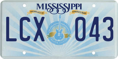 MS license plate LCX043