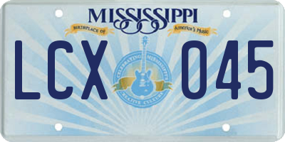 MS license plate LCX045