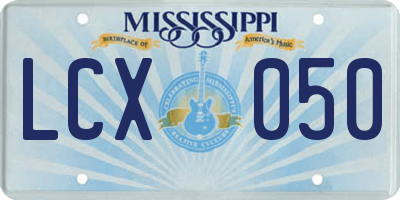 MS license plate LCX050