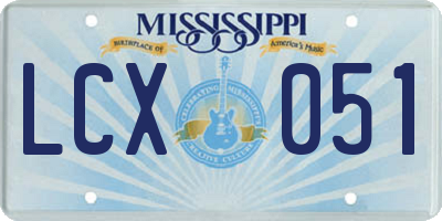 MS license plate LCX051