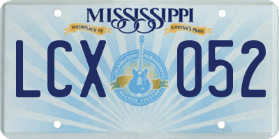 MS license plate LCX052