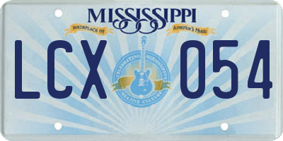 MS license plate LCX054