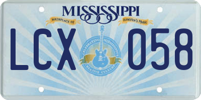 MS license plate LCX058