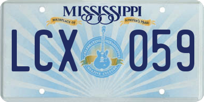 MS license plate LCX059