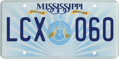 MS license plate LCX060