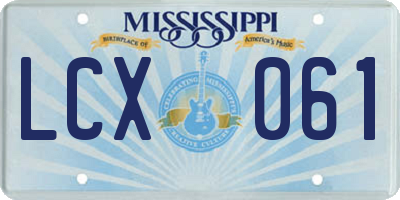 MS license plate LCX061
