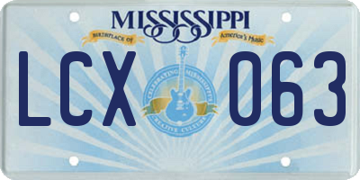 MS license plate LCX063